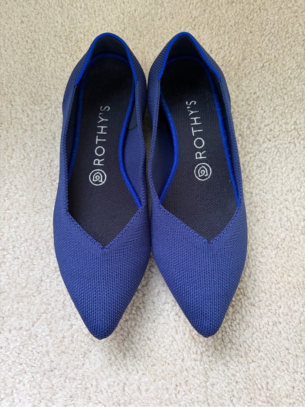 Rothy's Pointed Knit Flats in Navy